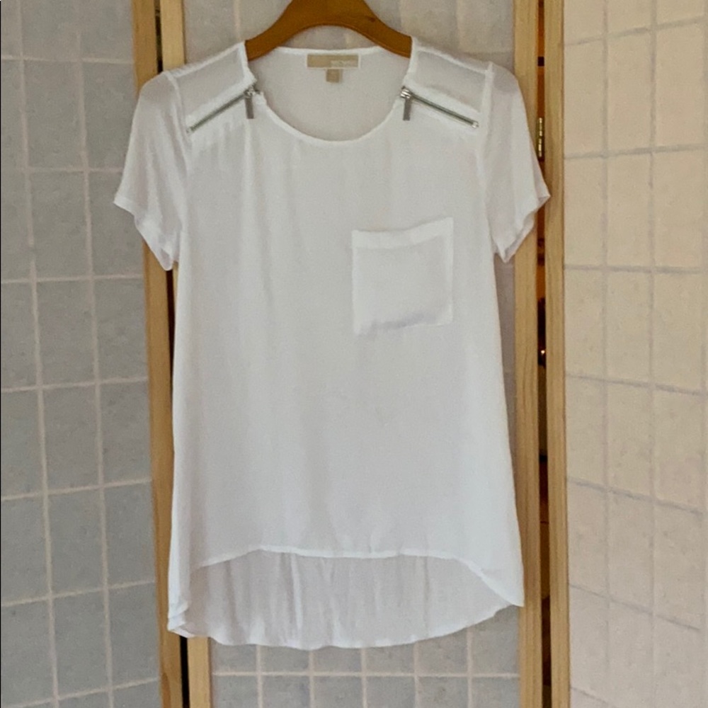NWOT Michael Kors White Top w/Zipper Accents